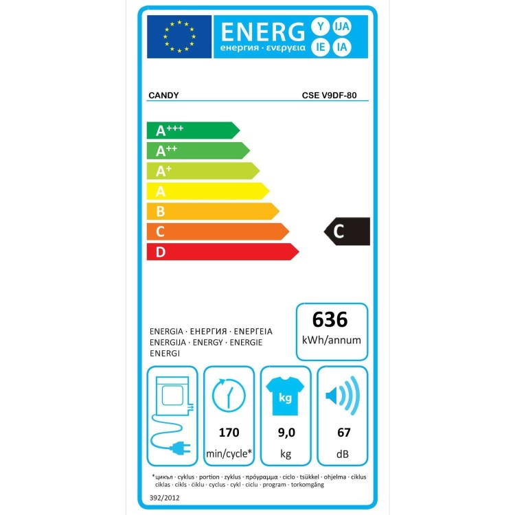 Refurbished Candy Smart CSEV9DF-80 Freestanding Vented 9KG Tumble Dryer White