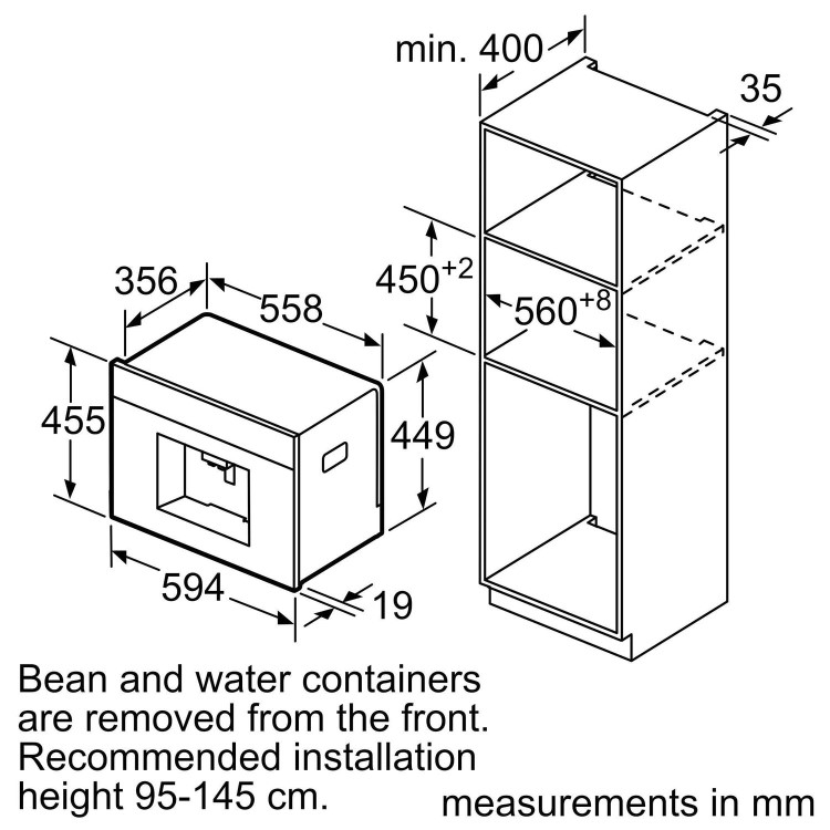 Bosch CTL636ES6 Series 8 Automatic Built-In Bean to Cup Coffee Machine - Stainless Steel