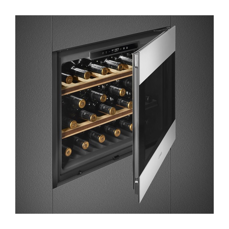 Smeg 21 Bottle Capacity Built In Single Zone Wine Cooler - Stainless Steel