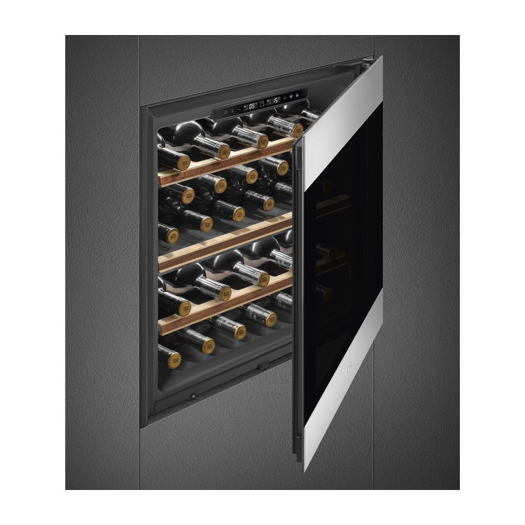 Smeg 29 Bottle Capacity Built-In Dual Zone Wine Cooler - Stainless Steel