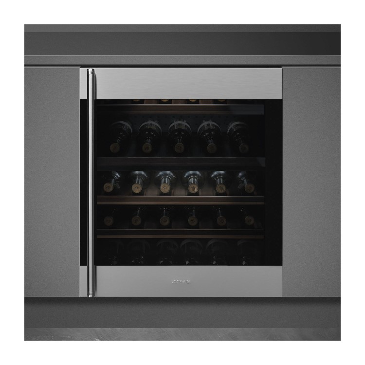 Smeg 38 Bottle Capacity Built-In Dual Zone Wine Cooler - Stainless Steel