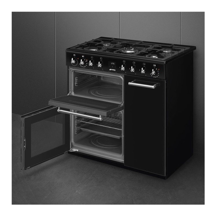 Smeg Concert 90cm Dual Fuel Range Cooker - Black