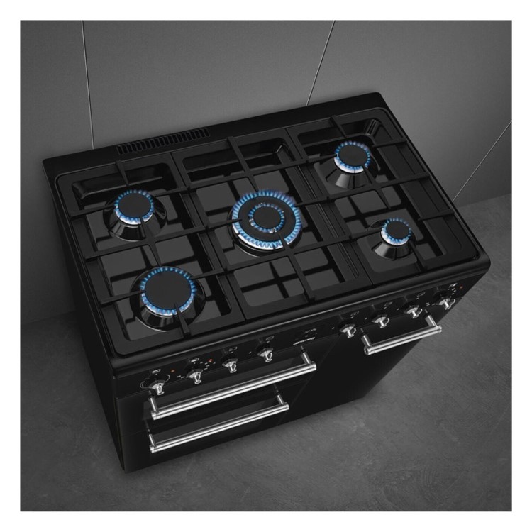 Smeg Concert 90cm Dual Fuel Range Cooker - Black