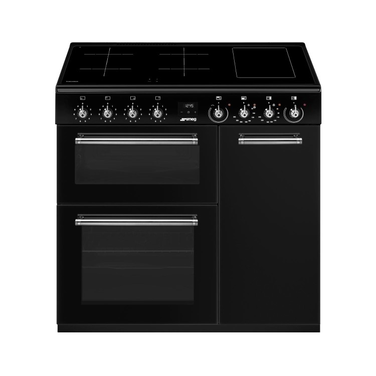 Smeg Concert 90cm Electric Range Cooker with Induction Hob Top - Black