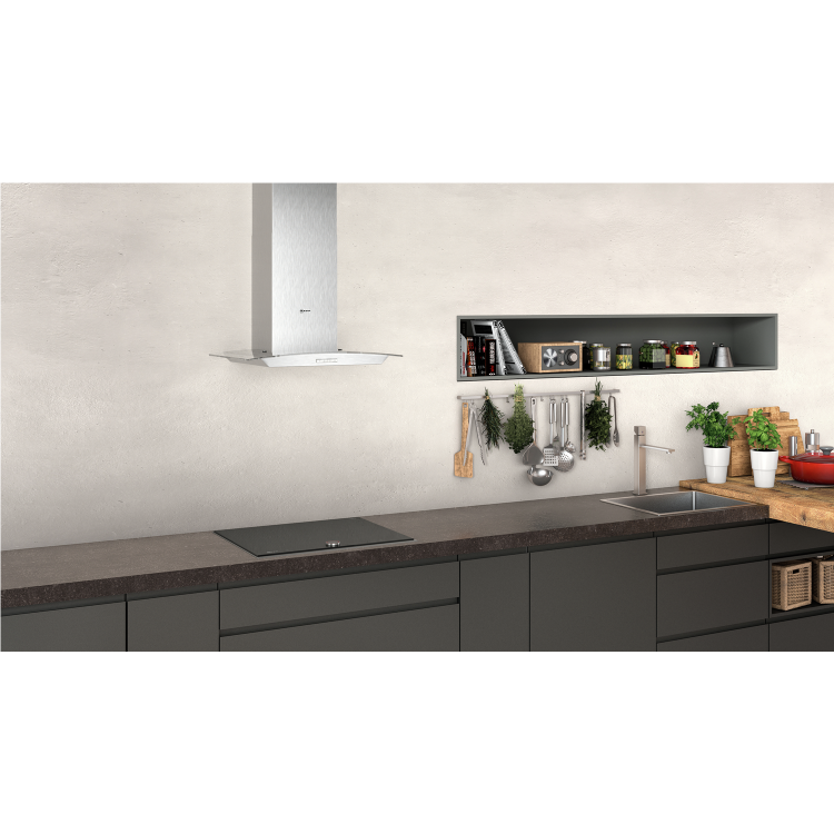 Refurbished Neff N30 D64ABC0N0B 60cm Curved Glass Chimney Cooker Hood Stainless Steel