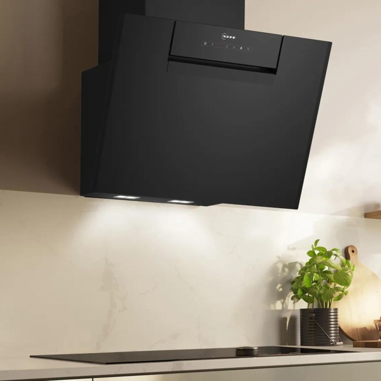 Neff N50 60cm Angled Chimney Cooker Hood - Black Glass