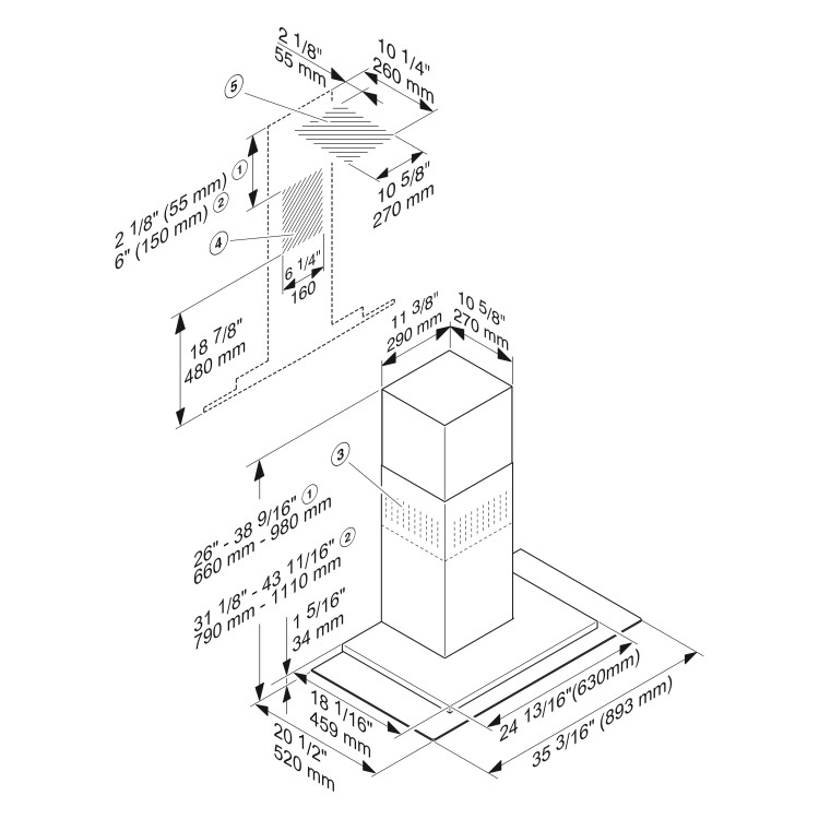 Miele 90cm Flat Glass Chimney Hood - Stainless Steel