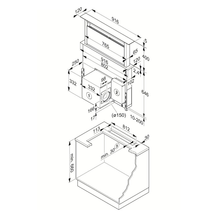 Miele DA6890 Black Glass 92cm Wide Downdraft Extractor