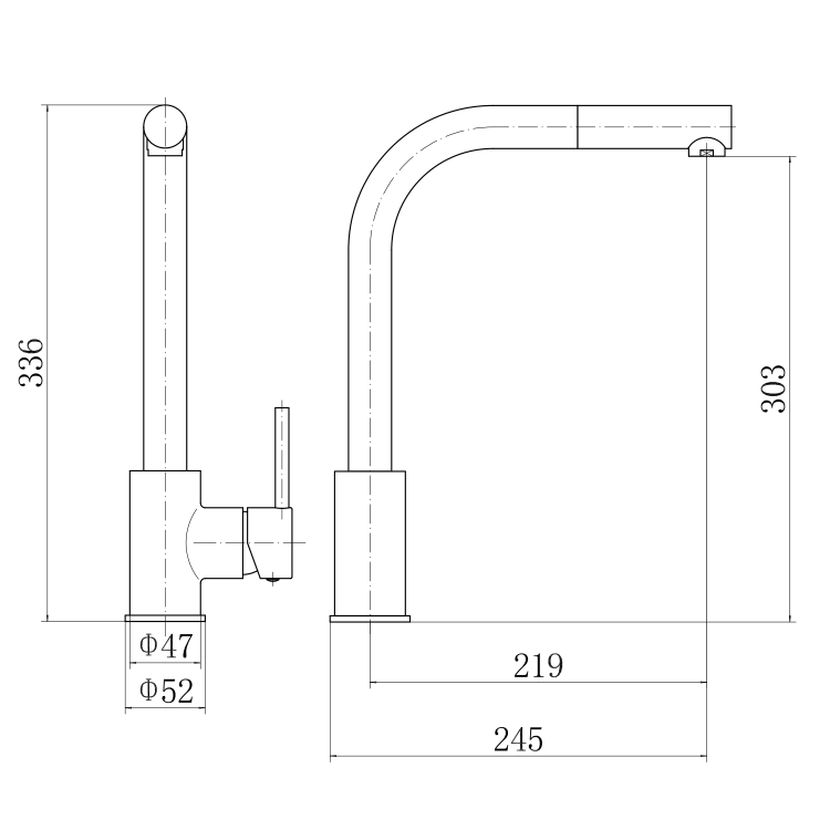 Enza Dale Single Lever Monobloc Pull Out Kitchen Tap- Chrome