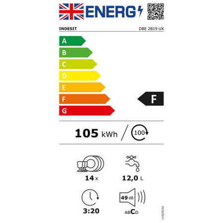 Refurbished Indesit Fast&Clean DBE2B19UK 14 Place Semi Integrated Dishwasher