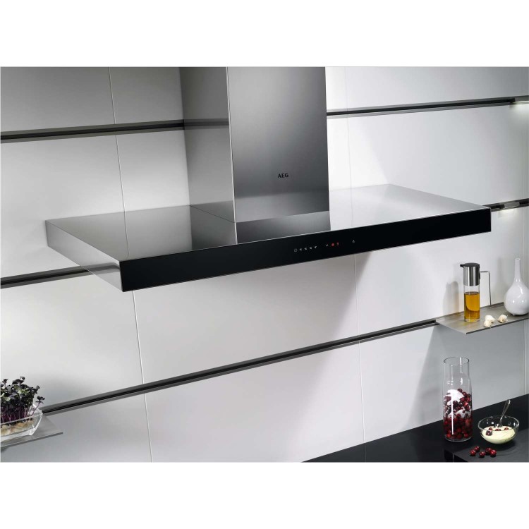 AEG 9000 Series 70cm Slimline Chimney Cooker Hood with Hob2Hood - Stainless Steel