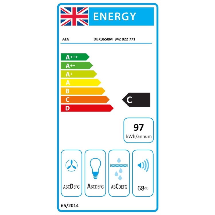 Refurbished AEG 6000 Series DBX3650M 60cm ExtractionTech Cooker Hood Stainless Steel