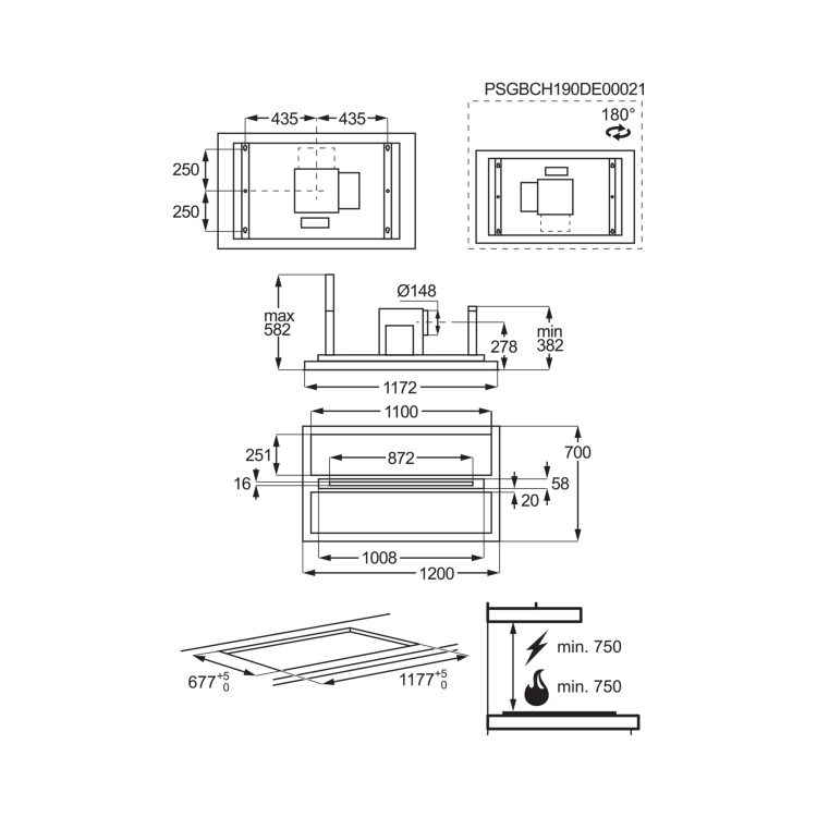 Refurbished AEG DCE5260HM 120cm Ceiling Extractor Stainless Steel