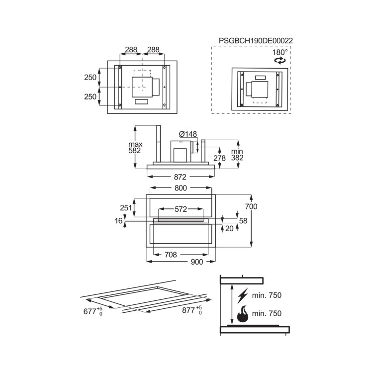 Refurbished AEG DCE5960HM 90cm Ceiling Extractor Stainless Steel