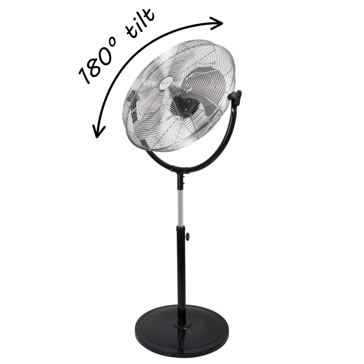 electriQ 16 Inch High Velocity Pedestal Fan - Black