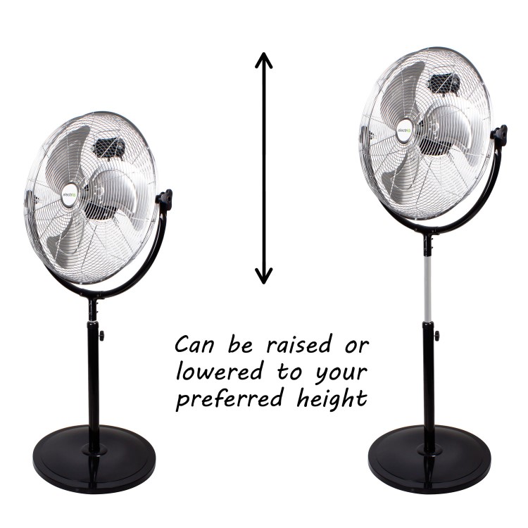 electriQ 16 Inch High Velocity Pedestal Fan - Black