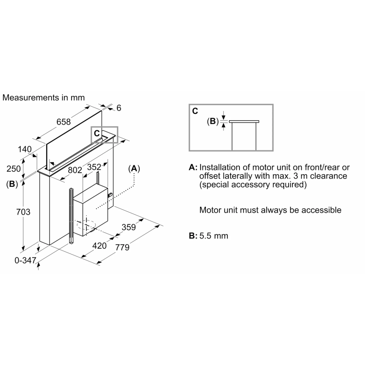 Bosch Series 8 80cm Downdraft Extractor Hood