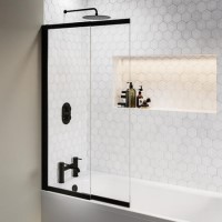 Matt Black Sliding Bath Screen - Denver