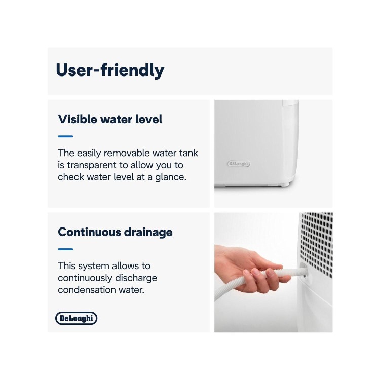 DeLonghi DEX212SF 12L Tasciugo AriaDry Quiet Compact Dehumidifier