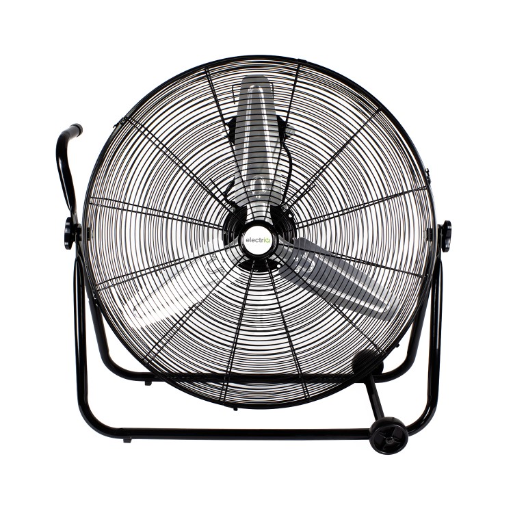 electriQ 24 Inch High Velocity Floor Drum Fan on Wheels - Black Metal Body