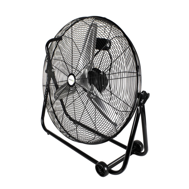 electriQ 24 Inch High Velocity Floor Drum Fan on Wheels - Black Metal Body