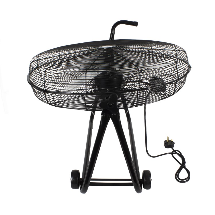 electriQ 24 Inch High Velocity Floor Drum Fan on Wheels - Black Metal Body