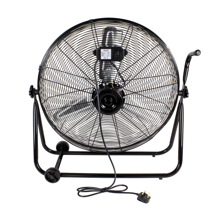 electriQ 24 Inch High Velocity Floor Drum Fan on Wheels - Black Metal Body