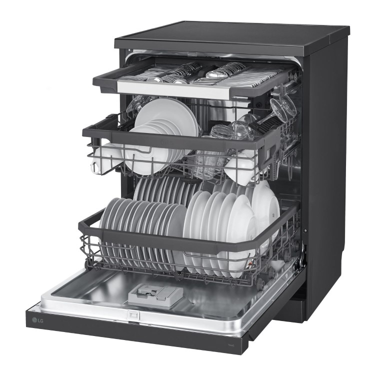 LG TrueSteam QuadWash Freestanding Dishwasher - Matte Black