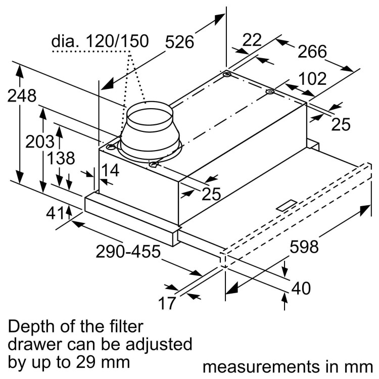 Refurbished Bosch Serie 2 DFM063W56B 60cm Telescopic Canopy Cooker Hood Stainless Steel