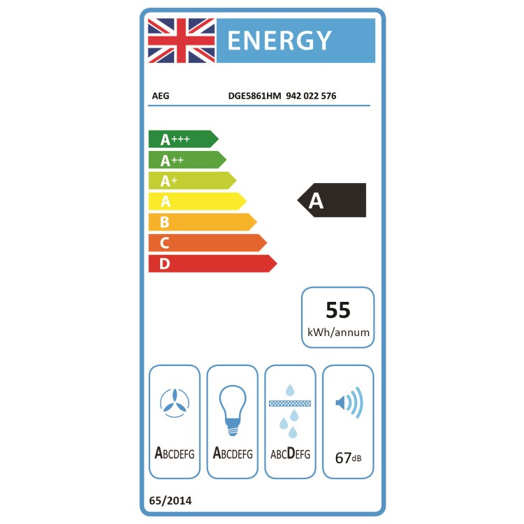 Refurbished AEG DGE5861HM 80cm Canopy Cooker Hood with Hob2Hood Stainless Steel
