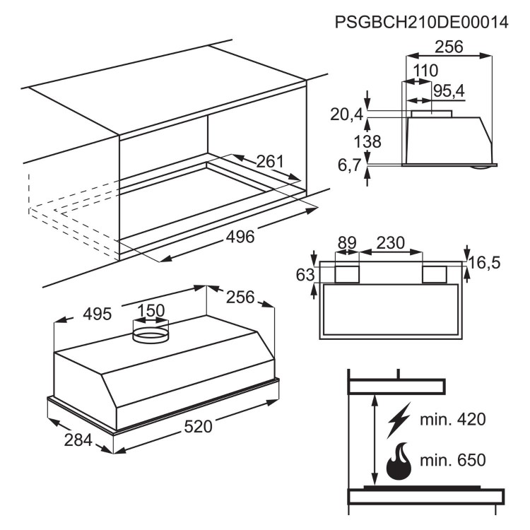 Refurbished AEG 5000 Series DGX3523S 52cm Canopy Cooker Hood Grey