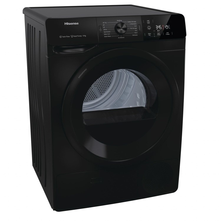 Hisense DHGE901B 9kg Freestanding Heat Pump Tumble Dryer - Black