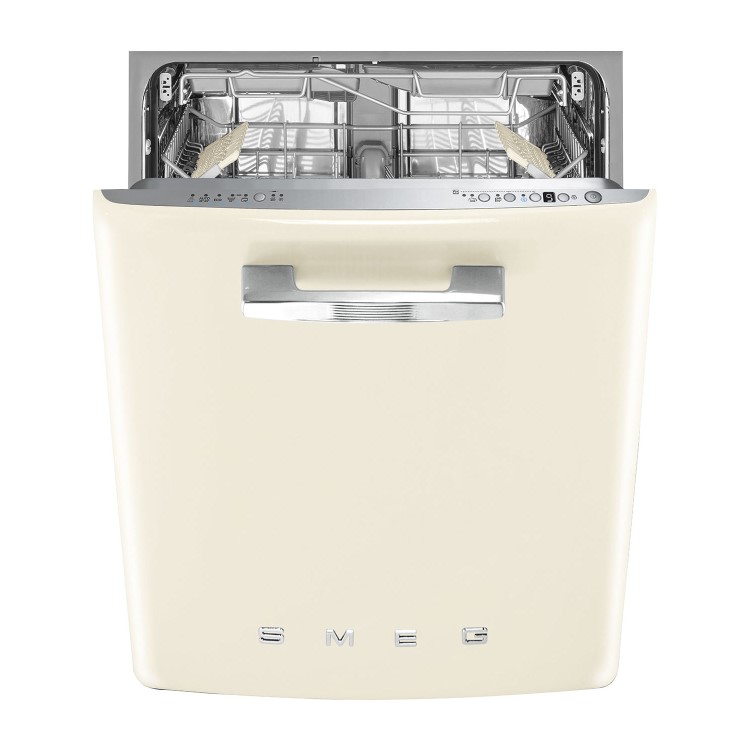 Smeg Retro Integrated Dishwasher - Cream - B-Rated, Silver control panel