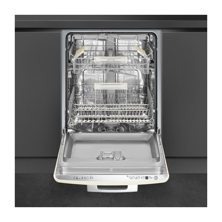 Smeg Retro Integrated Dishwasher - Cream - B-Rated, Silver control panel