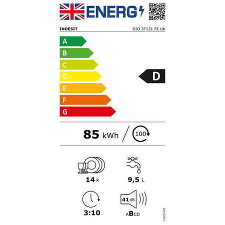 Indesit Fast&Clean Integrated Dishwasher - D-Rated, White control panel