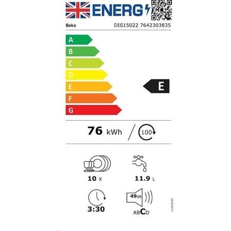 Beko 10 Place Settings Fully Integrated Slimline Dishwasher