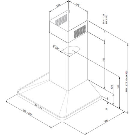 AEG DK4490-M Slimline Standard 90cm Chimney Cooker Hood Stainless Steel