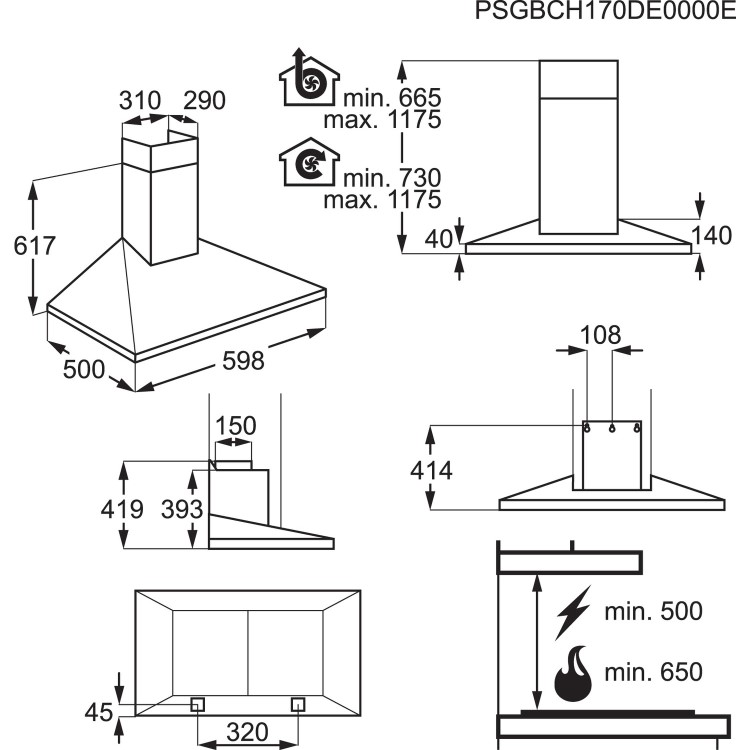 AEG 8000 Series 60cm Pyramid Touch Control Chimney Cooker Hood - Stainless Steel