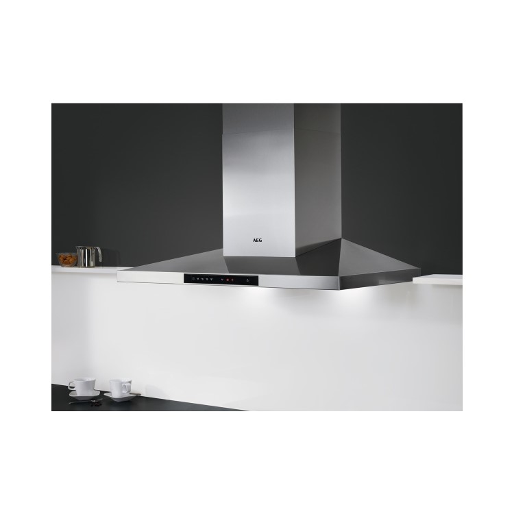 Refurbished AEG DKB5960HM 90cm Pyramid Chimney Cooker Hood with Hob2Hood Stainless Steel