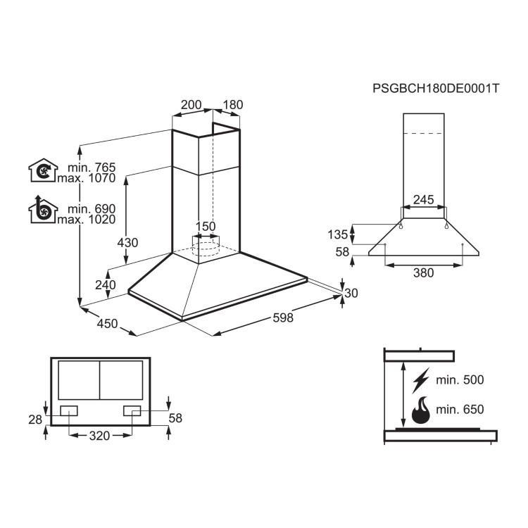 AEG 3000 Series 60cm Chimney Cooker Hood - Stainless Steel