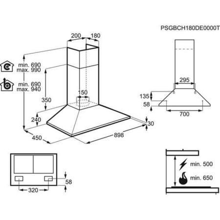 Refurbished AEG 3000 Series DKX2930M 90cm Chimney Cooker Hood Stainless Steel