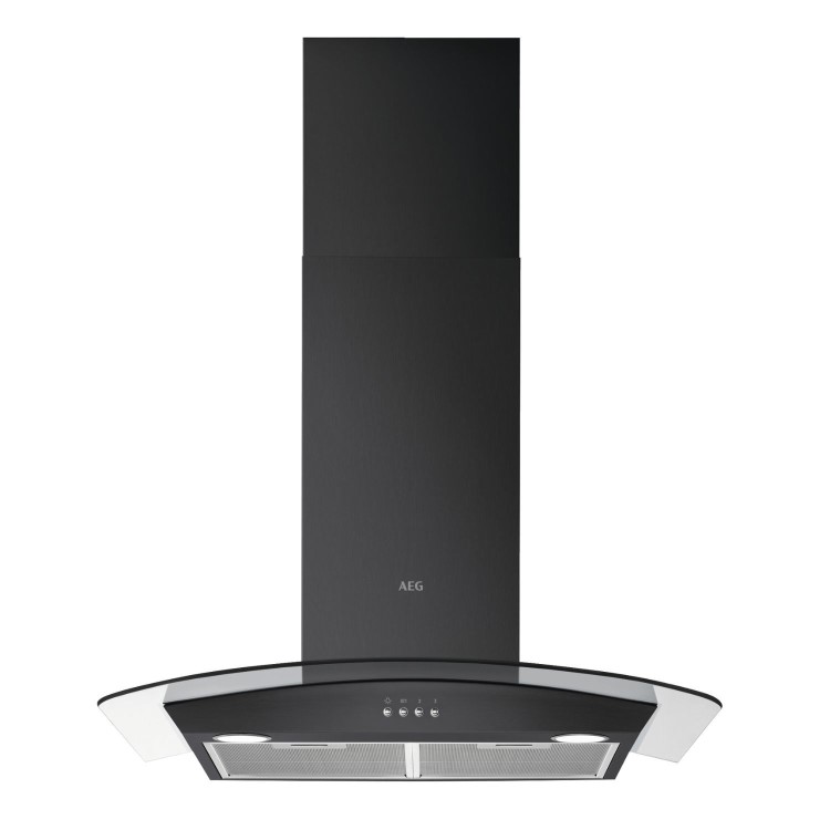 AEG 3000 Series 80cm Curved Glass Chimney Cooker Hood - Black