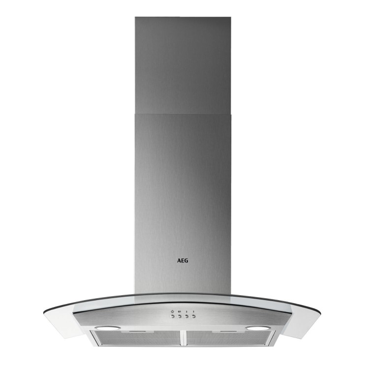 Refurbished AEG 3000 Series DTX3840M 80cm Curved Glass Chimney Cooker Hood Stainless Steel