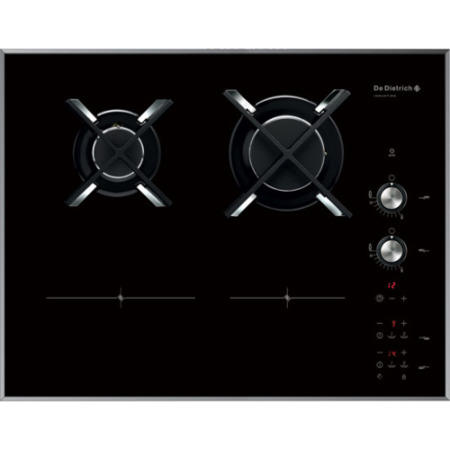 De Dietrich DTi1102V 65cm Dual Fuel Induction & Gas Hob In Black With Bevelled Edge