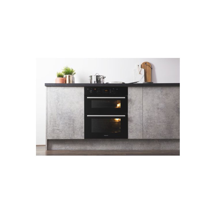 Refurbished Hotpoint Luce DU2540BL 60cm Double Built Under Electric Oven Black