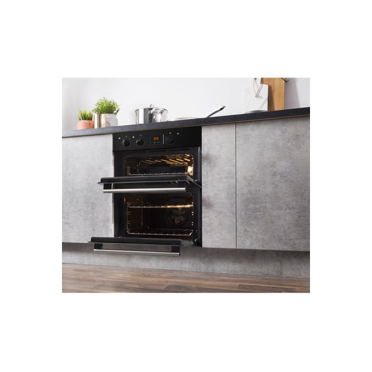 Refurbished Hotpoint Luce DU2540BL 60cm Double Built Under Electric Oven Black