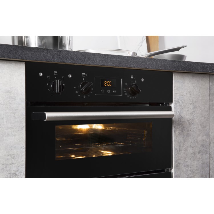 Refurbished Hotpoint Luce DU2540BL 60cm Double Built Under Electric Oven Black