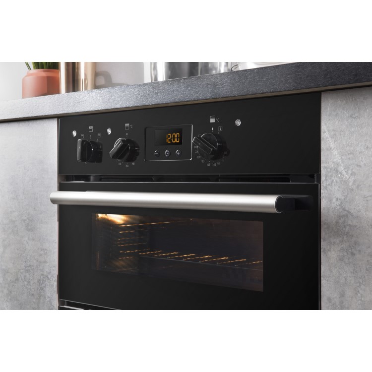 Refurbished Hotpoint Luce DU2540BL 60cm Double Built Under Electric Oven Black