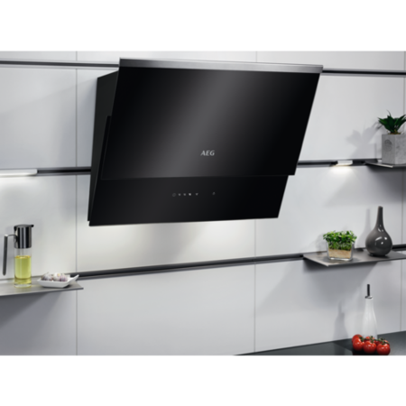 AEG 6000 Series 55cm Angled Cooker Hood - Black Glass