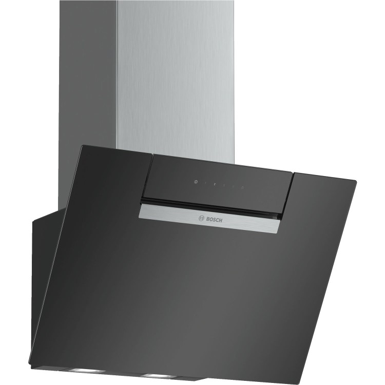 Refurbished Bosch Serie 2 DWK67EM60B TouchSelect Control 60cm Angled Cooker Hood Black